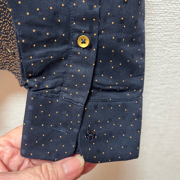NWOT Park Avenue Navy Blue Button Down Shirt with Polka Dots - Picture 7 of 10